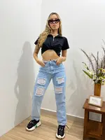 Pantalon Momfit Claro